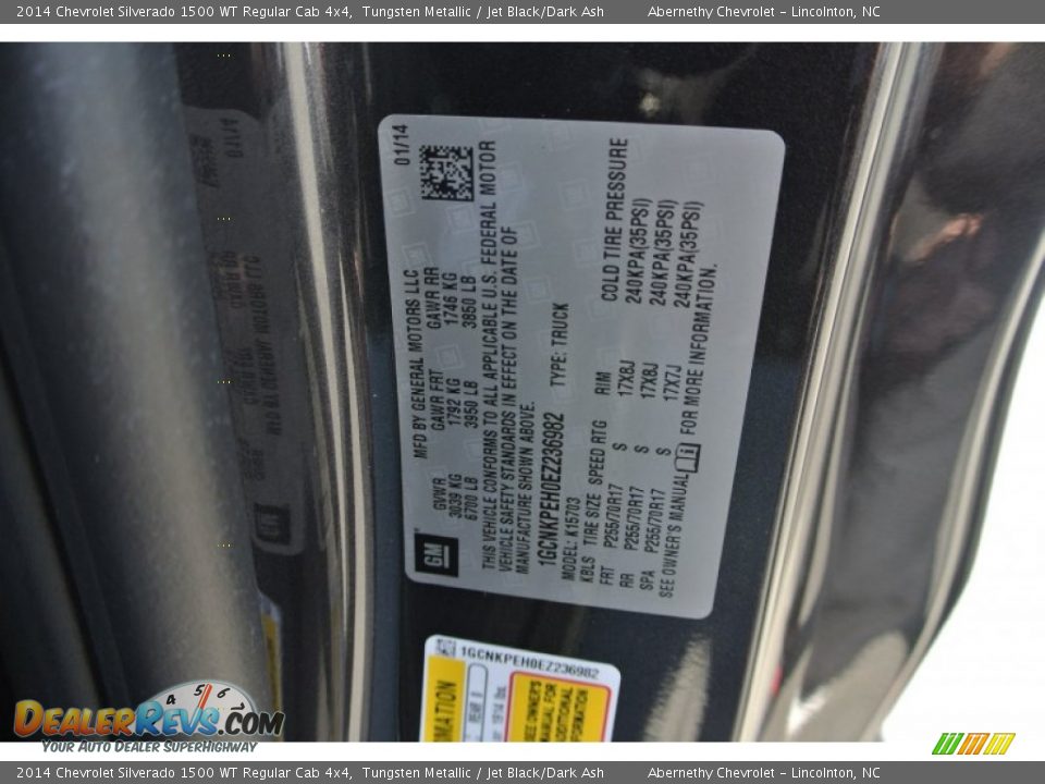 2014 Chevrolet Silverado 1500 WT Regular Cab 4x4 Tungsten Metallic / Jet Black/Dark Ash Photo #7