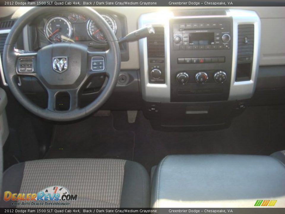 2012 Dodge Ram 1500 SLT Quad Cab 4x4 Black / Dark Slate Gray/Medium Graystone Photo #2