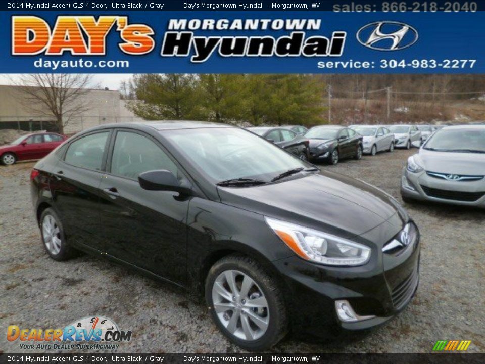 2014 Hyundai Accent GLS 4 Door Ultra Black / Gray Photo #1
