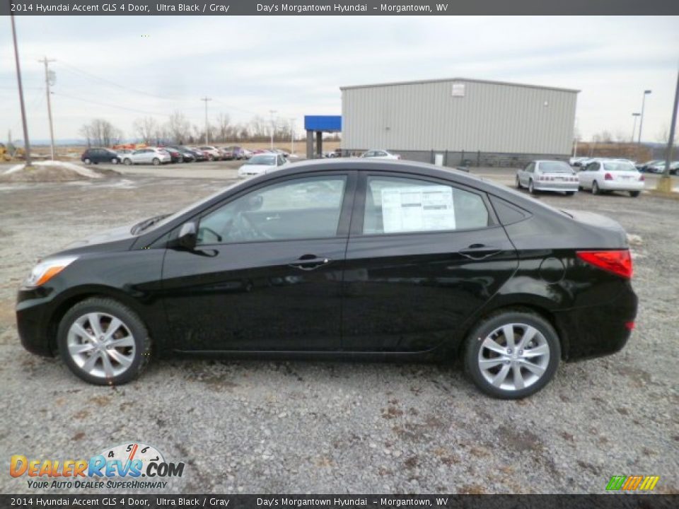 2014 Hyundai Accent GLS 4 Door Ultra Black / Gray Photo #4