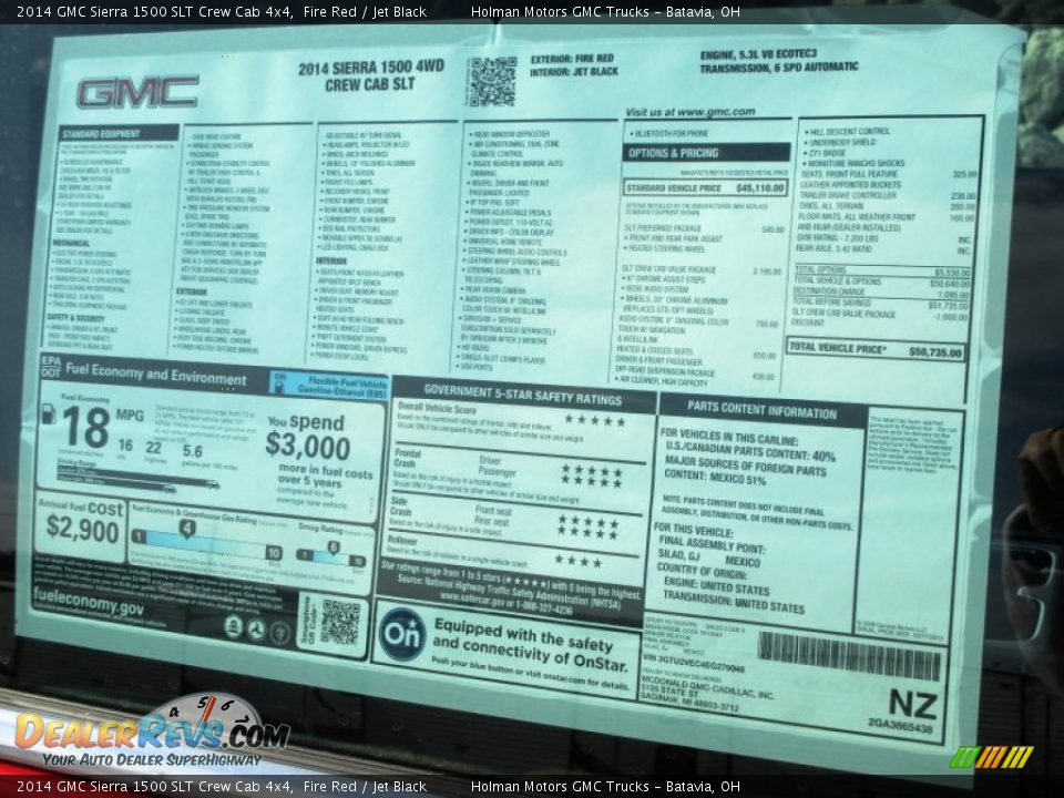 2014 GMC Sierra 1500 SLT Crew Cab 4x4 Fire Red / Jet Black Photo #36