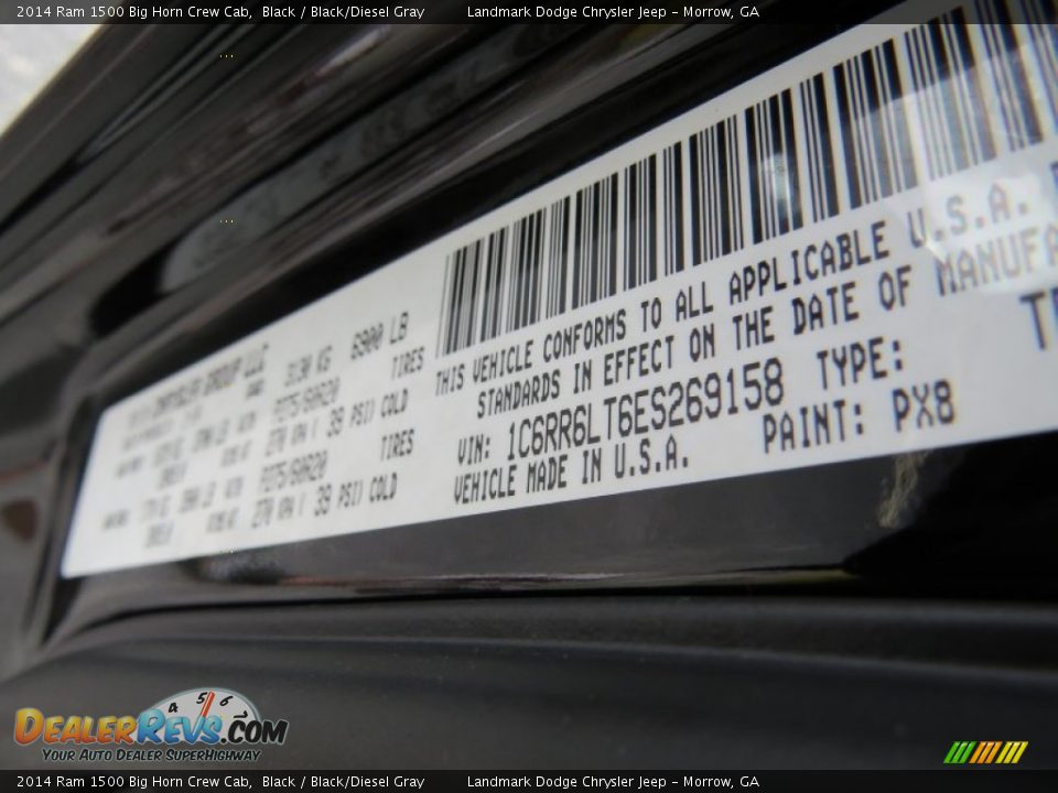 2014 Ram 1500 Big Horn Crew Cab Black / Black/Diesel Gray Photo #11