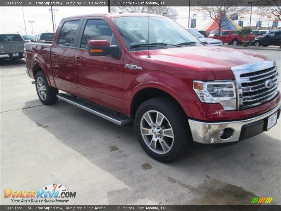 2014 Ford F150 Lariat SuperCrew Ruby Red / Pale Adobe Photo #8
