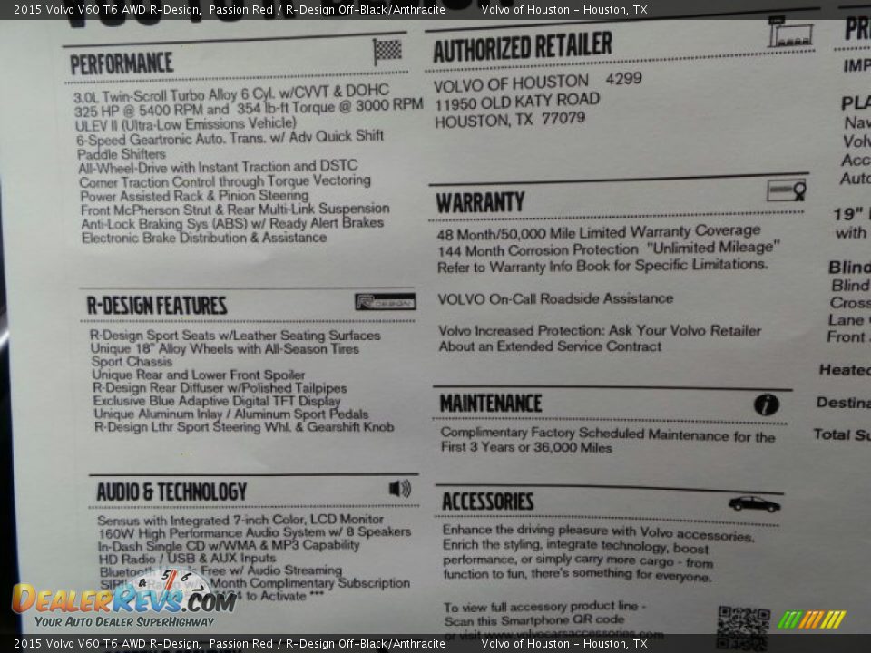 2015 Volvo V60 T6 AWD R-Design Window Sticker Photo #34