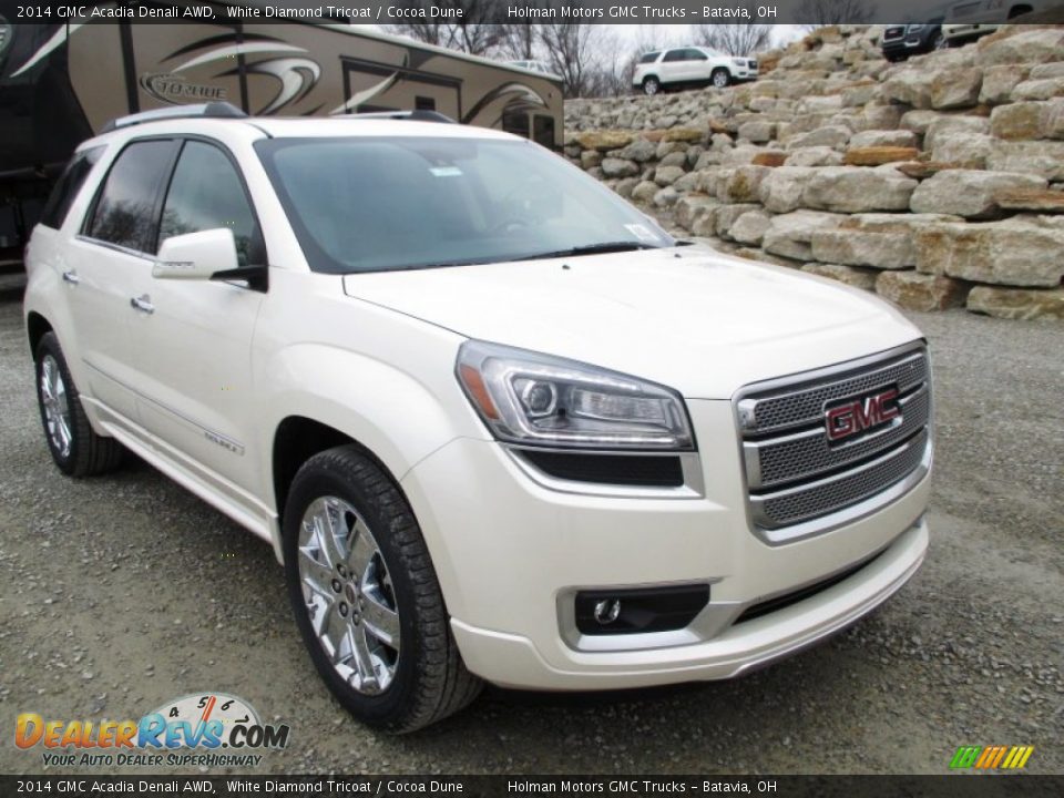 2014 GMC Acadia Denali AWD White Diamond Tricoat / Cocoa Dune Photo #2