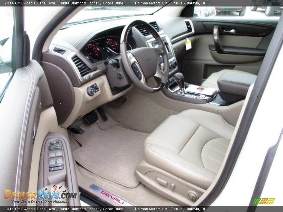 2014 GMC Acadia Denali AWD White Diamond Tricoat / Cocoa Dune Photo #7