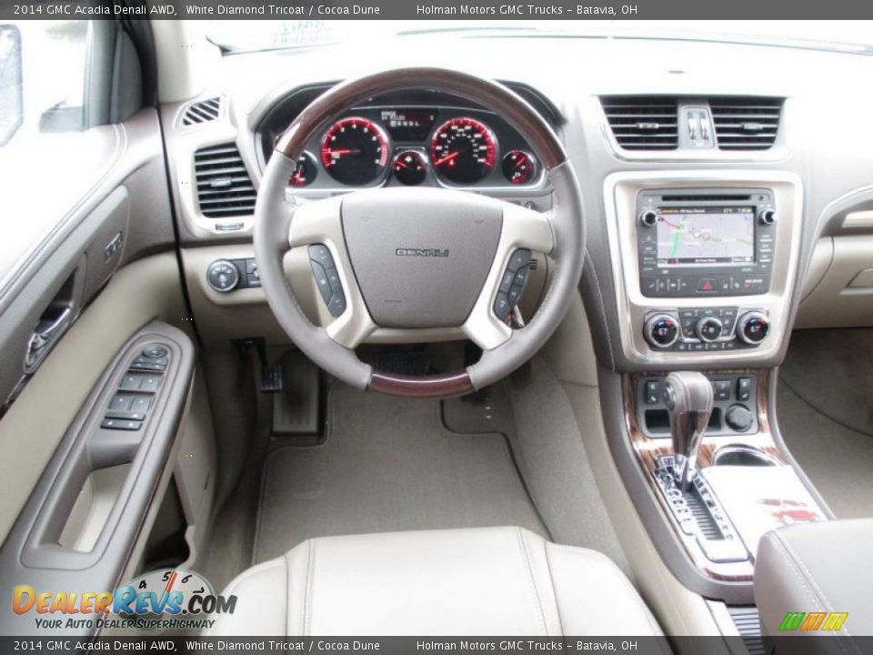 2014 GMC Acadia Denali AWD White Diamond Tricoat / Cocoa Dune Photo #25