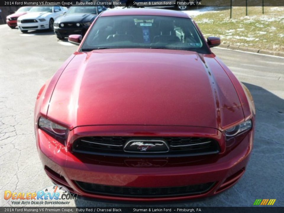 2014 Ford Mustang V6 Premium Coupe Ruby Red / Charcoal Black Photo #6