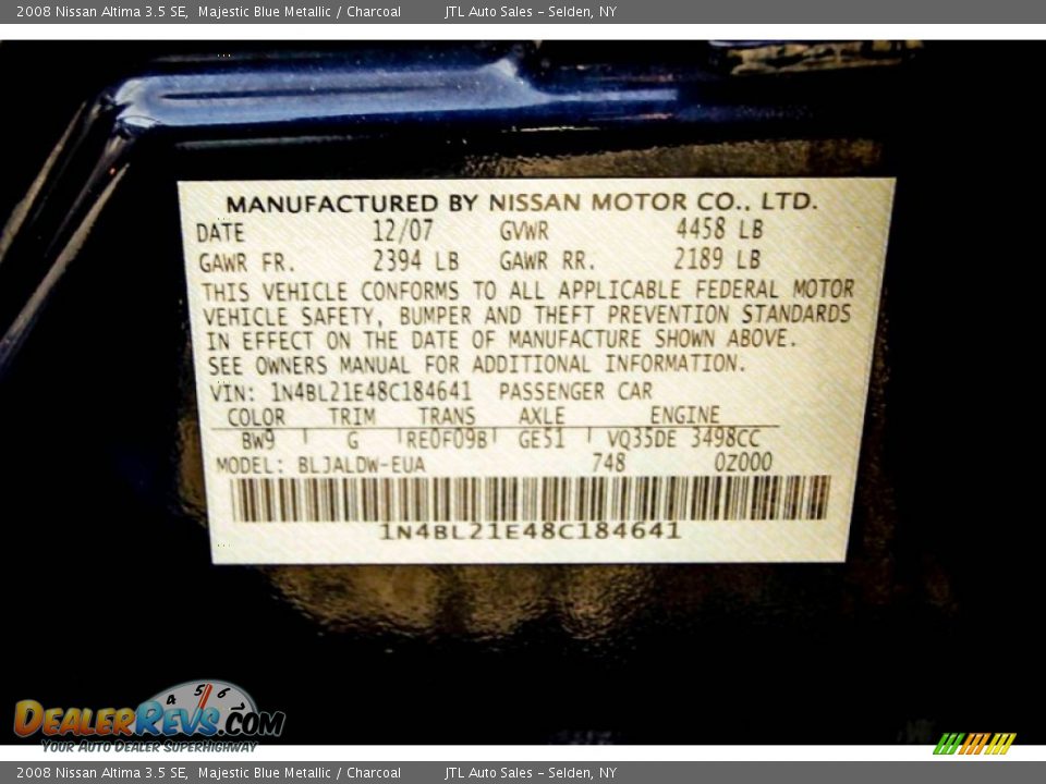 2008 Nissan Altima 3.5 SE Majestic Blue Metallic / Charcoal Photo #18