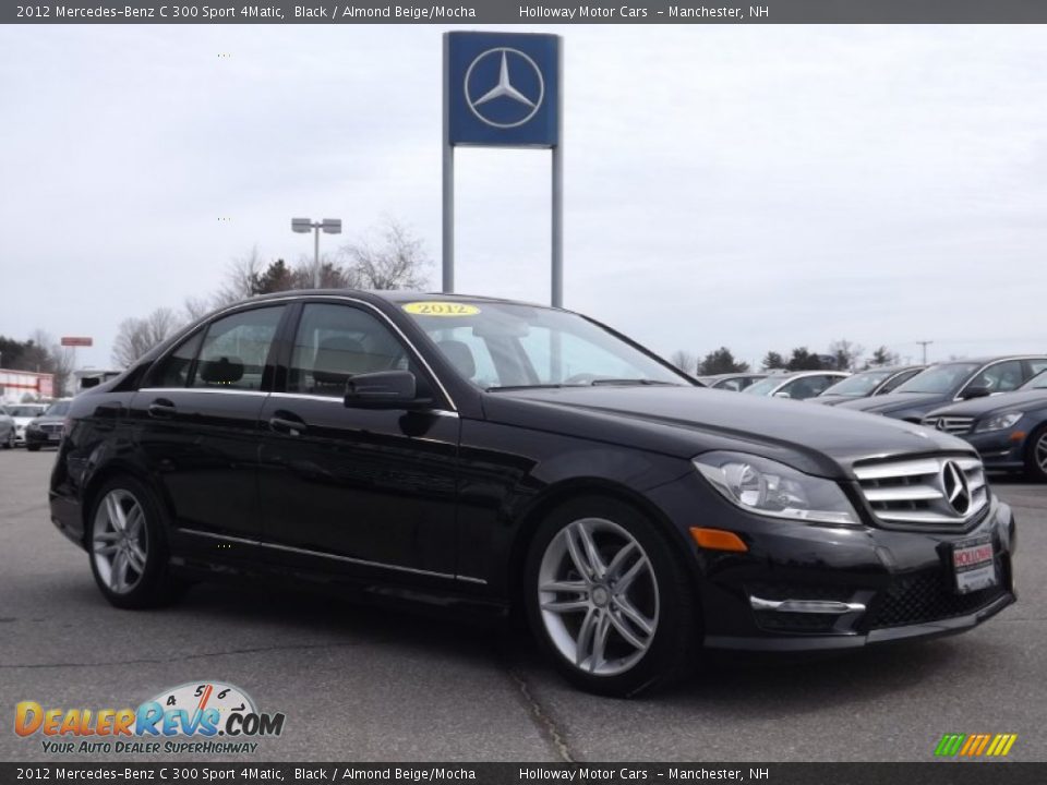 2012 Mercedes-Benz C 300 Sport 4Matic Black / Almond Beige/Mocha Photo #3