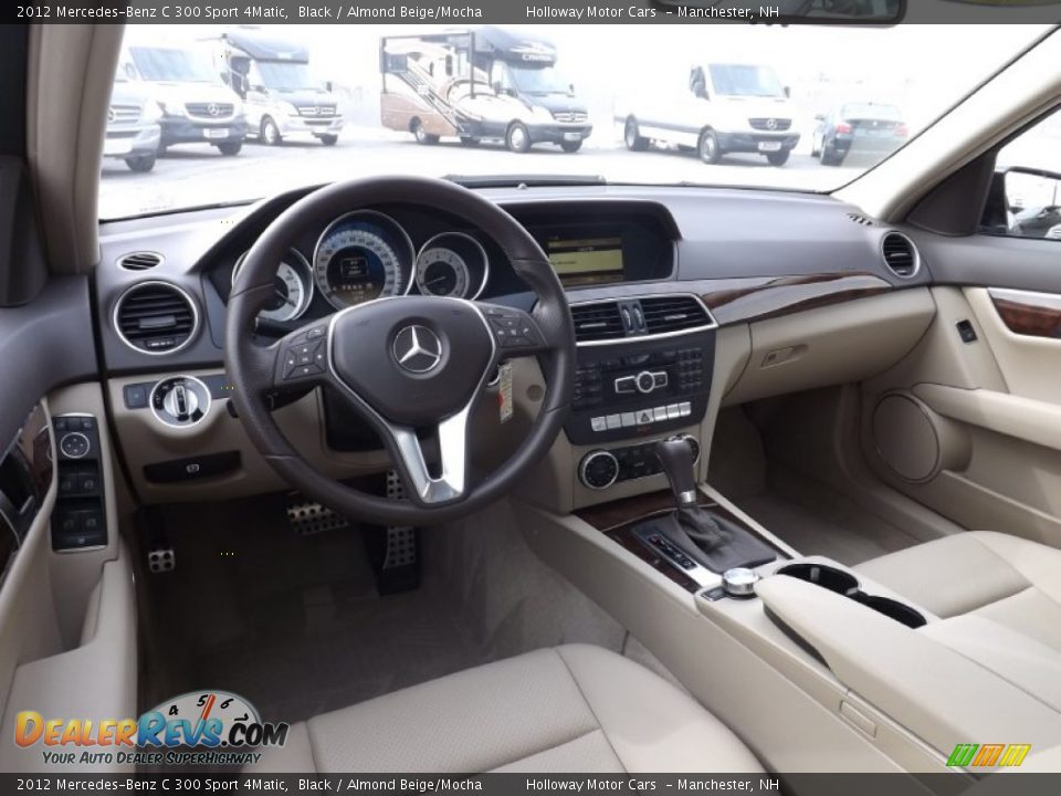 2012 Mercedes-Benz C 300 Sport 4Matic Black / Almond Beige/Mocha Photo #7