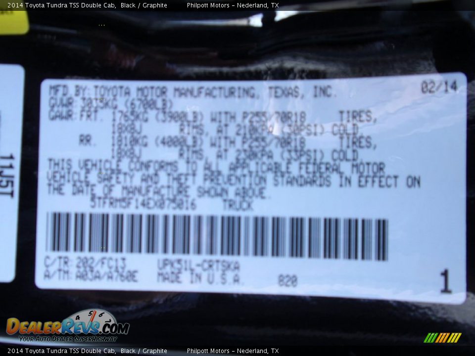 2014 Toyota Tundra TSS Double Cab Black / Graphite Photo #32