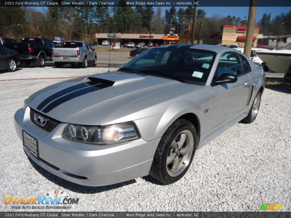 2001 Ford Mustang GT Coupe Silver Metallic / Dark Charcoal Photo #1