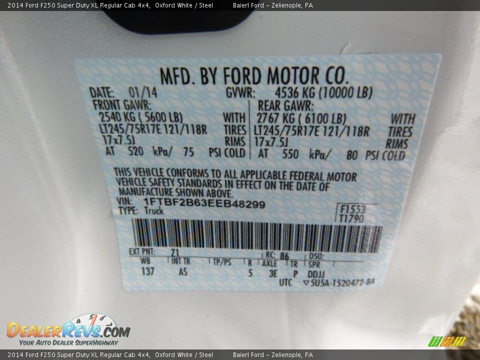 2014 Ford F250 Super Duty XL Regular Cab 4x4 Oxford White / Steel Photo #20