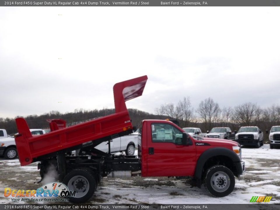 2014 Ford F450 Super Duty XL Regular Cab 4x4 Dump Truck Vermillion Red / Steel Photo #1