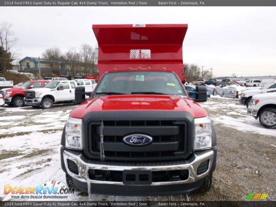 2014 Ford F450 Super Duty XL Regular Cab 4x4 Dump Truck Vermillion Red / Steel Photo #3