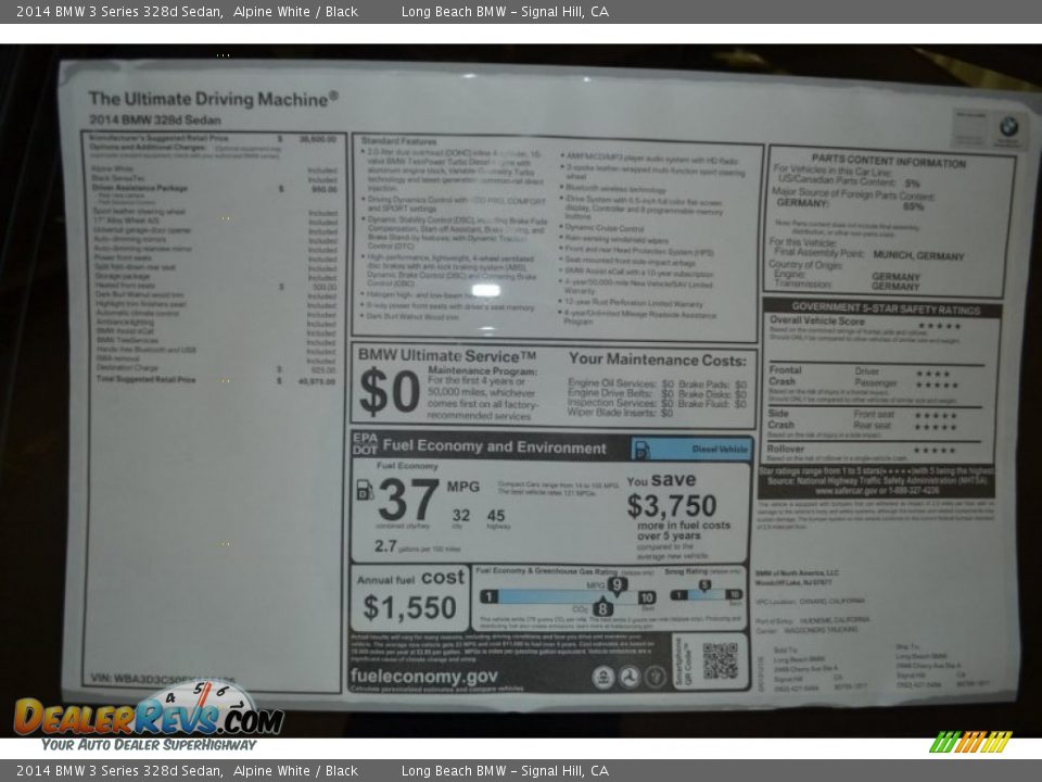 2014 BMW 3 Series 328d Sedan Alpine White / Black Photo #4