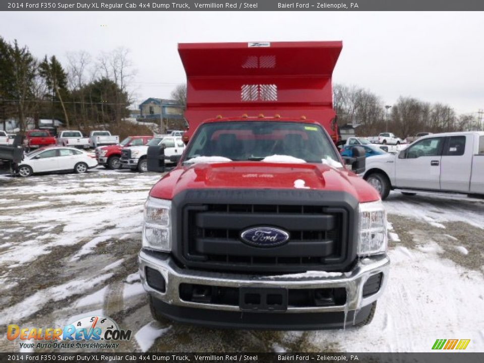 2014 Ford F350 Super Duty XL Regular Cab 4x4 Dump Truck Vermillion Red / Steel Photo #3