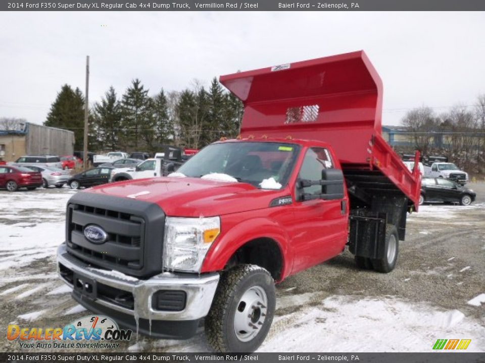 2014 Ford F350 Super Duty XL Regular Cab 4x4 Dump Truck Vermillion Red / Steel Photo #4
