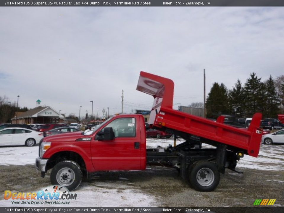 2014 Ford F350 Super Duty XL Regular Cab 4x4 Dump Truck Vermillion Red / Steel Photo #5