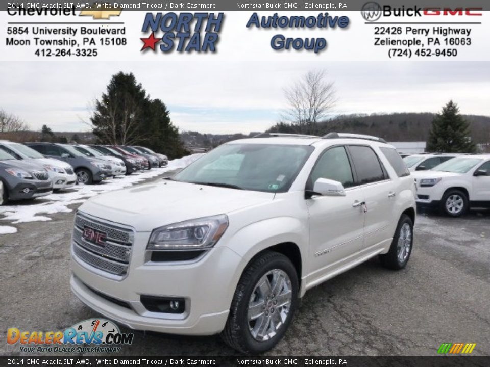 2014 GMC Acadia SLT AWD White Diamond Tricoat / Dark Cashmere Photo #1