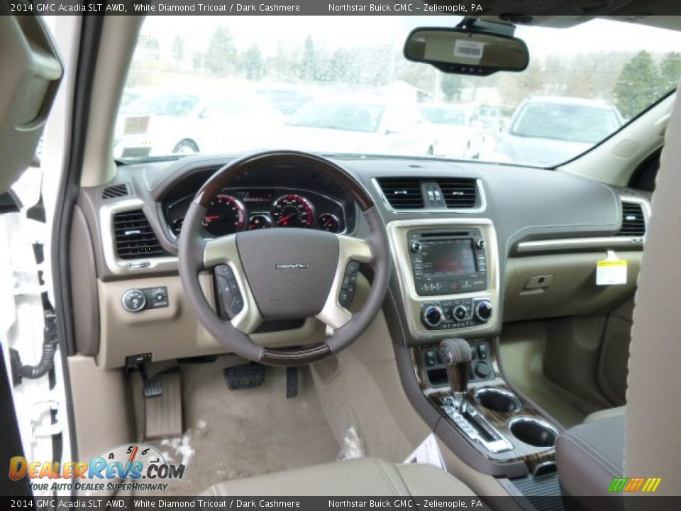 2014 GMC Acadia SLT AWD White Diamond Tricoat / Dark Cashmere Photo #13