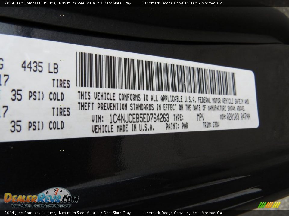 2014 Jeep Compass Latitude Maximum Steel Metallic / Dark Slate Gray Photo #10