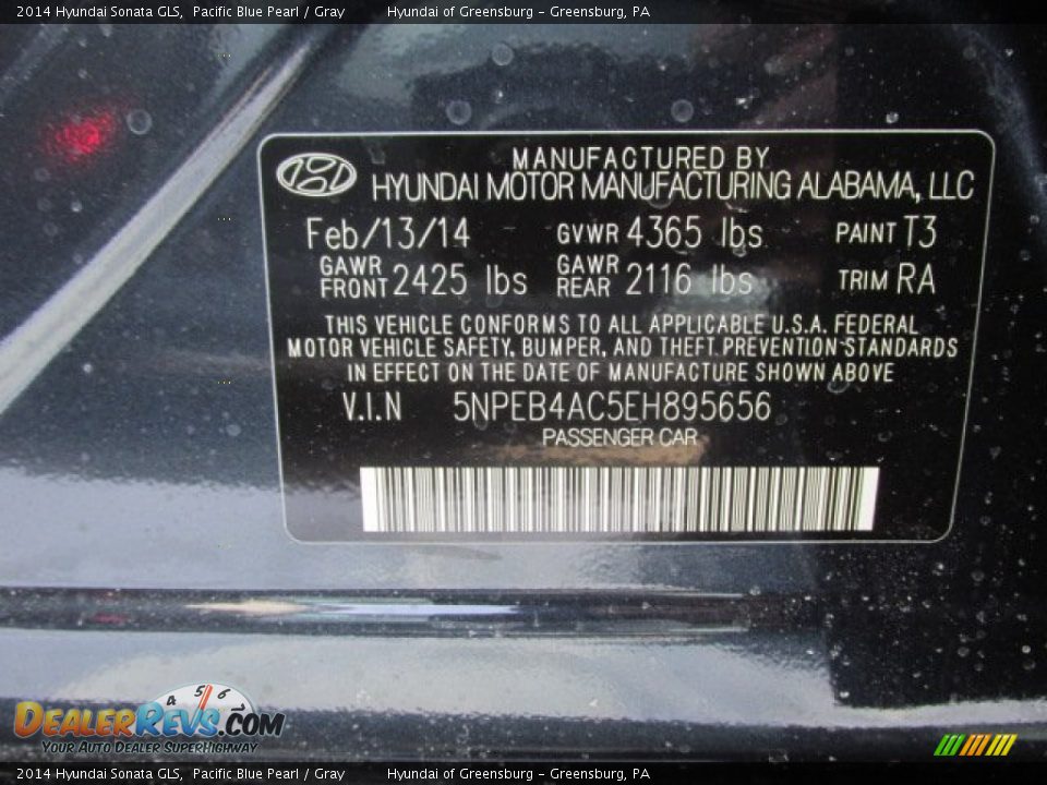 2014 Hyundai Sonata GLS Pacific Blue Pearl / Gray Photo #20