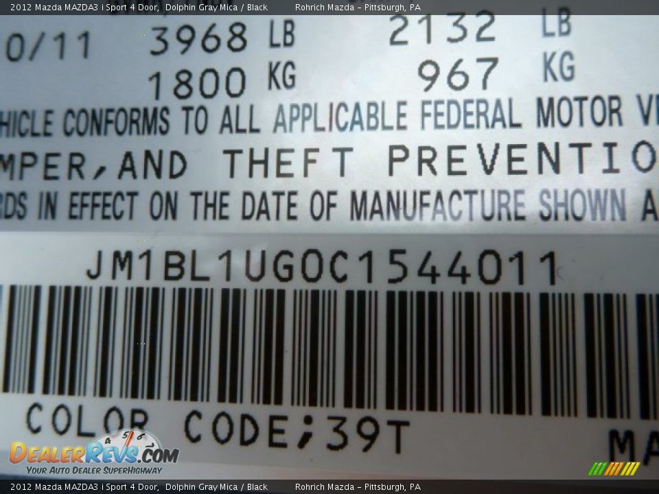 2012 Mazda MAZDA3 i Sport 4 Door Dolphin Gray Mica / Black Photo #25