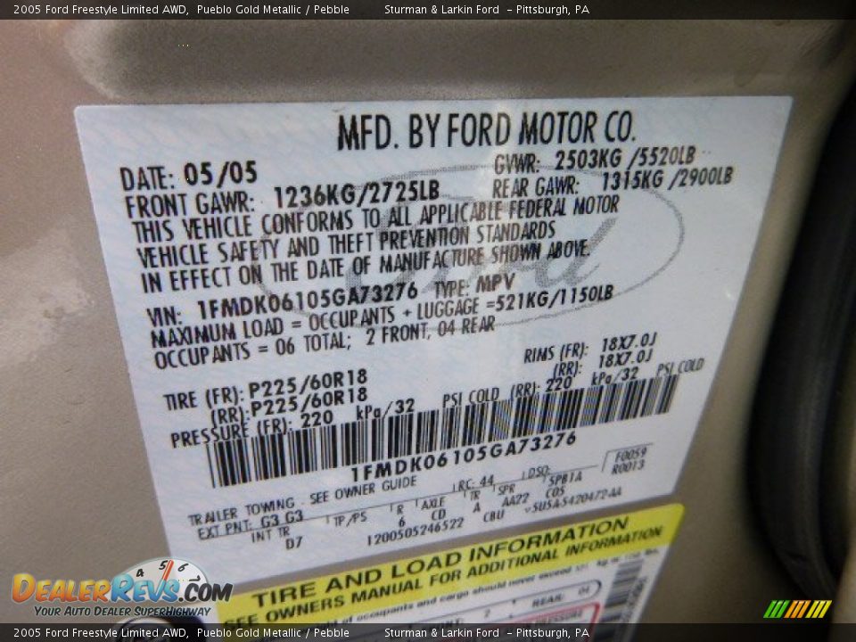 2005 Ford Freestyle Limited AWD Pueblo Gold Metallic / Pebble Photo #14