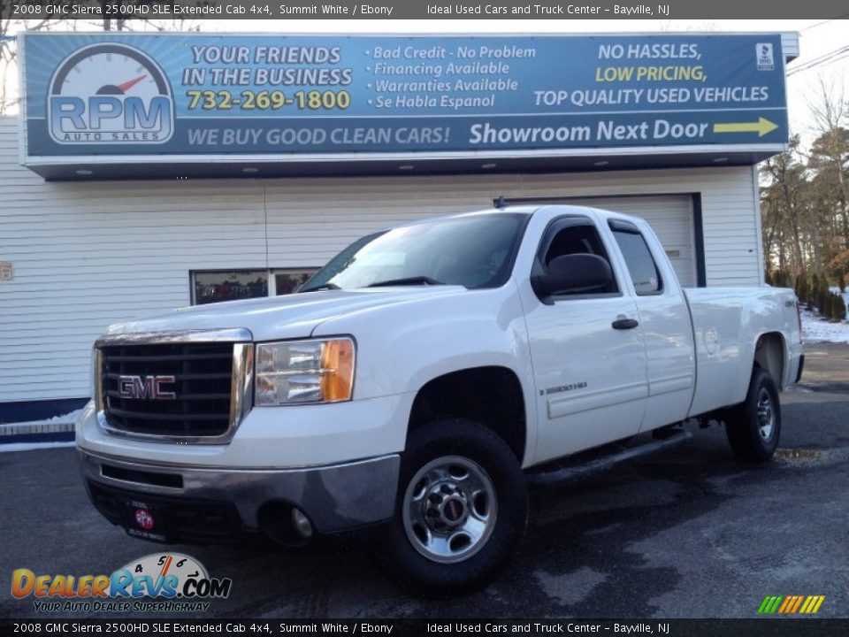 2008 GMC Sierra 2500HD SLE Extended Cab 4x4 Summit White / Ebony Photo #1