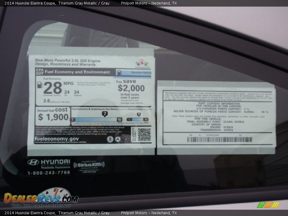 2014 Hyundai Elantra Coupe  Window Sticker Photo #32