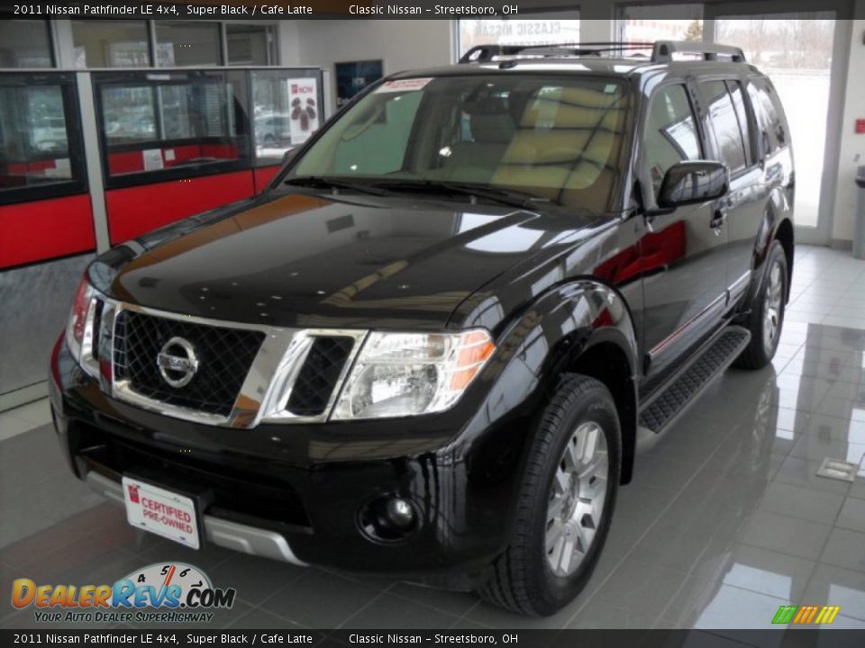 2011 Nissan Pathfinder LE 4x4 Super Black / Cafe Latte Photo #1