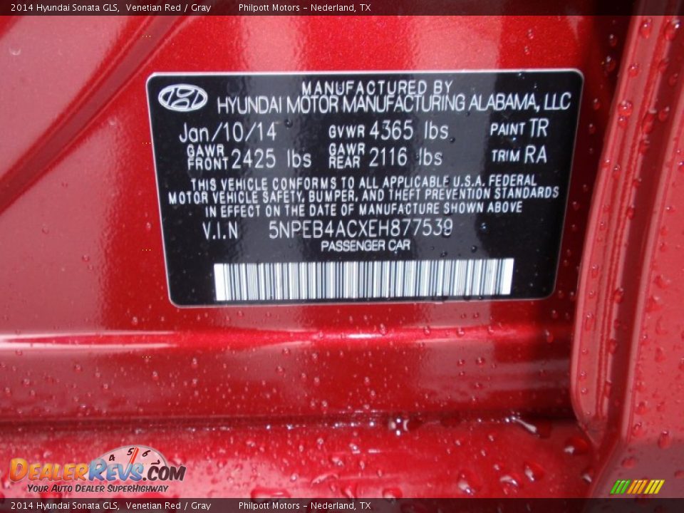 2014 Hyundai Sonata GLS Venetian Red / Gray Photo #32