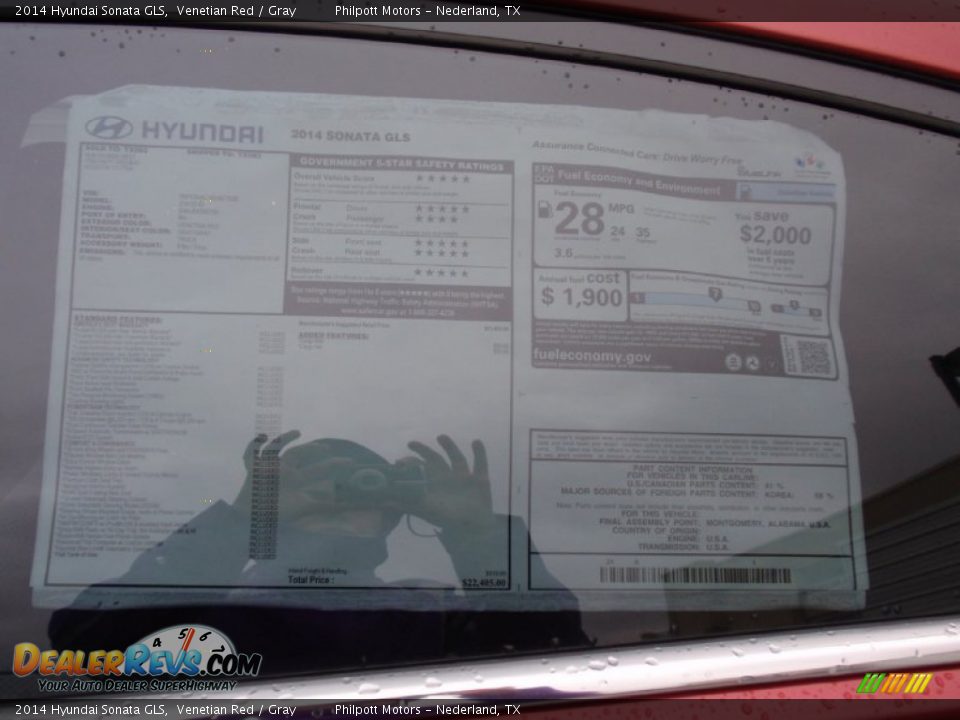 2014 Hyundai Sonata GLS Venetian Red / Gray Photo #33