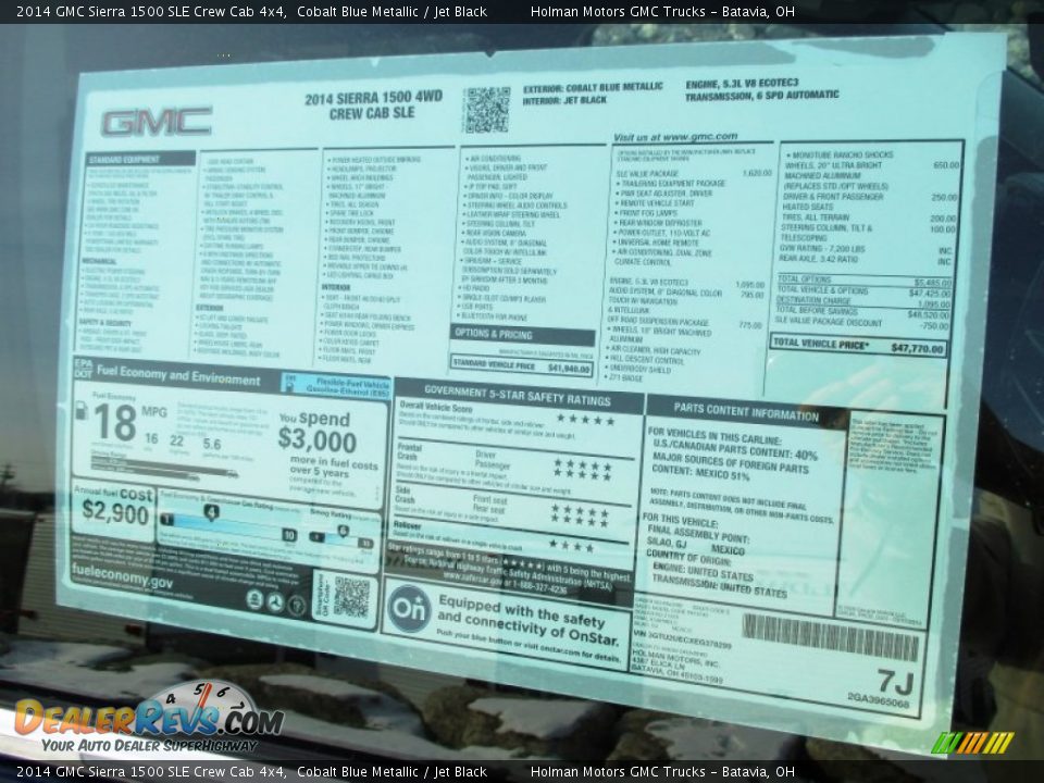 2014 GMC Sierra 1500 SLE Crew Cab 4x4 Cobalt Blue Metallic / Jet Black Photo #36