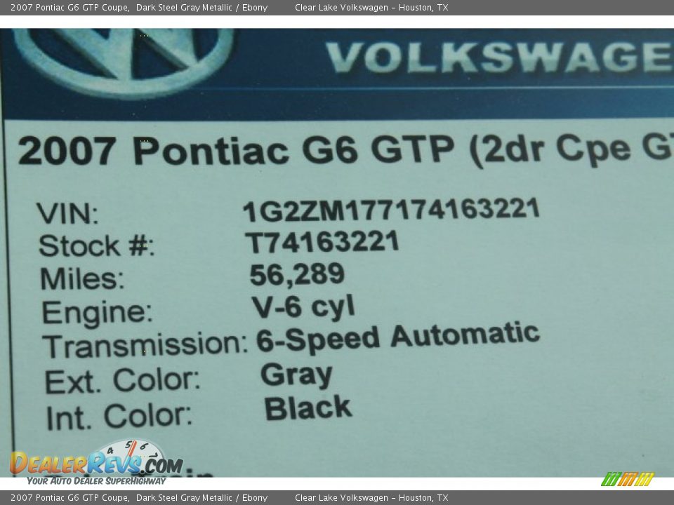 2007 Pontiac G6 GTP Coupe Dark Steel Gray Metallic / Ebony Photo #33