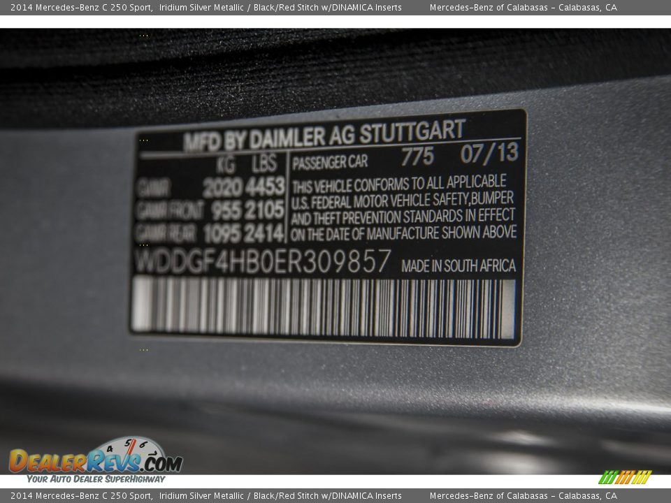 2014 Mercedes-Benz C 250 Sport Iridium Silver Metallic / Black/Red Stitch w/DINAMICA Inserts Photo #7