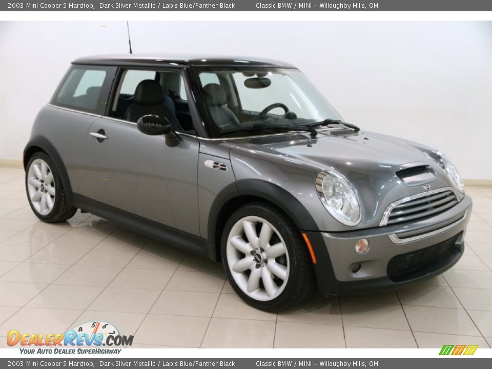 2003 Mini Cooper S Hardtop Dark Silver Metallic / Lapis Blue/Panther Black Photo #1