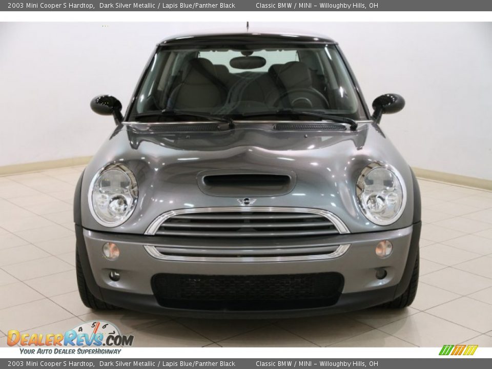 2003 Mini Cooper S Hardtop Dark Silver Metallic / Lapis Blue/Panther Black Photo #2