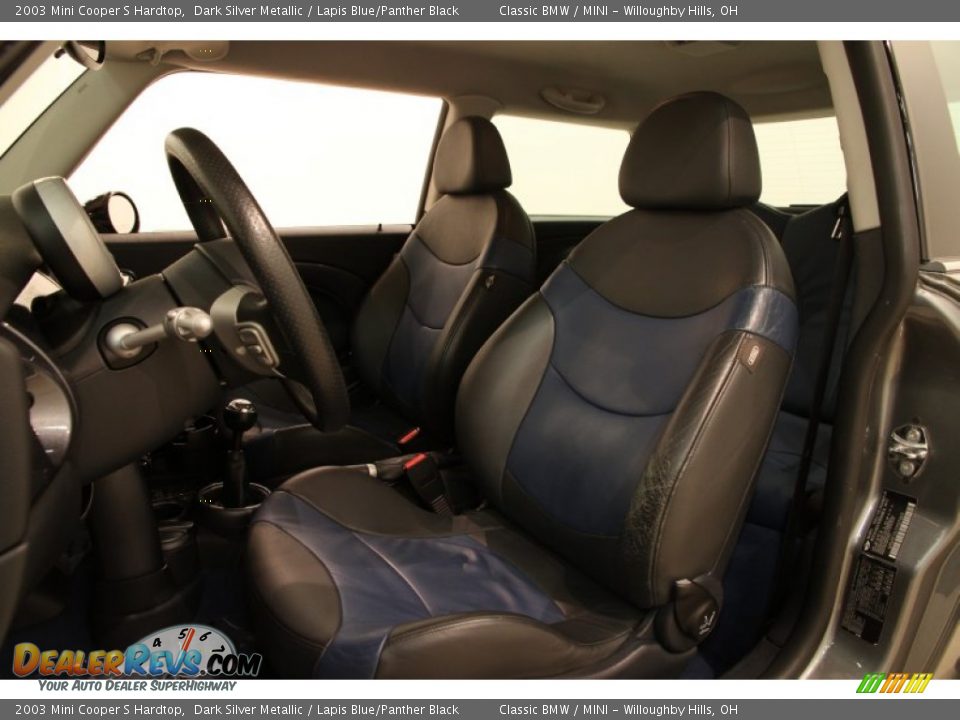 2003 Mini Cooper S Hardtop Dark Silver Metallic / Lapis Blue/Panther Black Photo #5