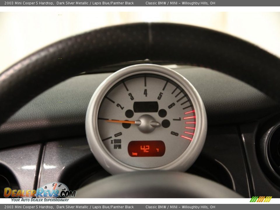 2003 Mini Cooper S Hardtop Dark Silver Metallic / Lapis Blue/Panther Black Photo #8