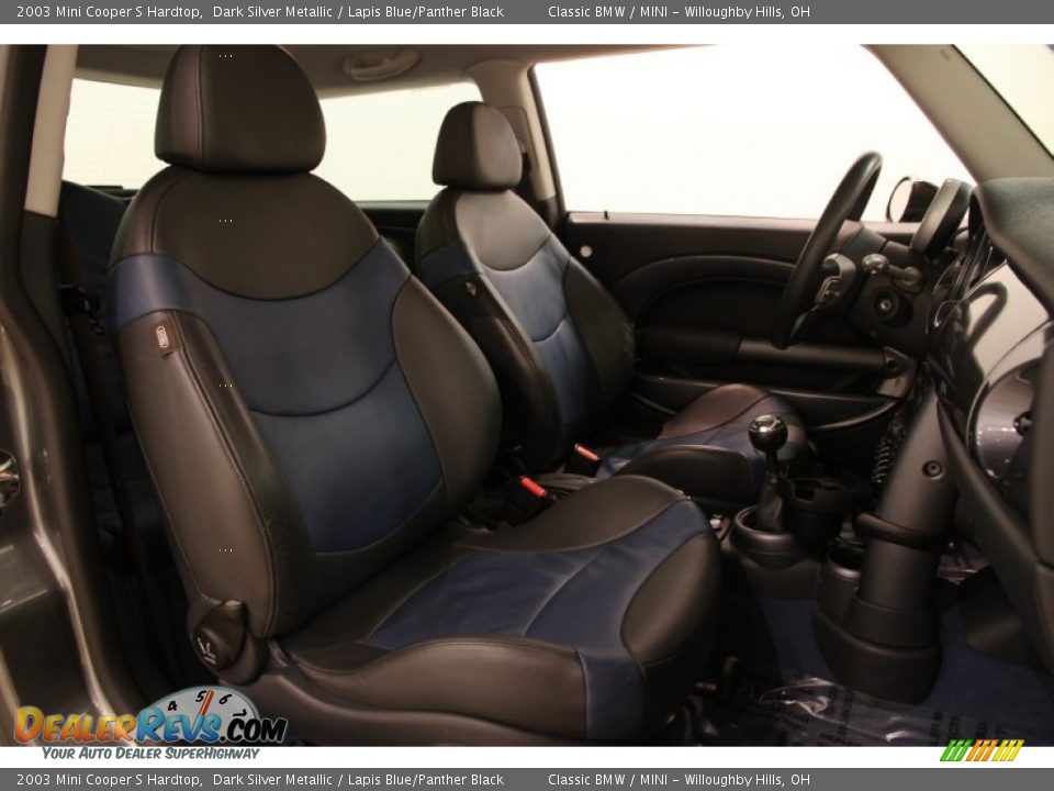 2003 Mini Cooper S Hardtop Dark Silver Metallic / Lapis Blue/Panther Black Photo #15