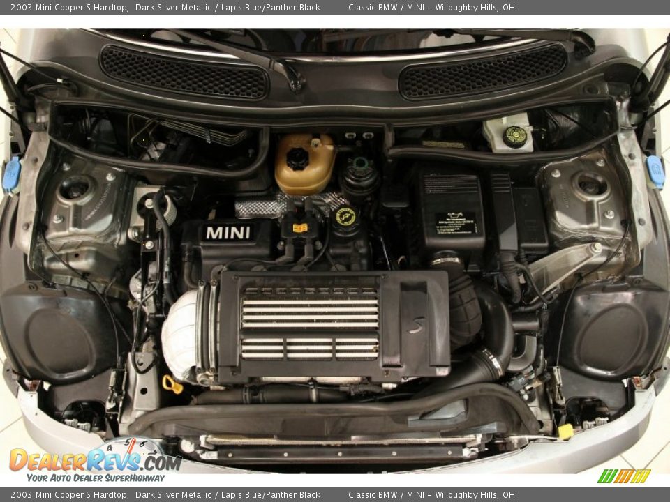 2003 Mini Cooper S Hardtop Dark Silver Metallic / Lapis Blue/Panther Black Photo #19
