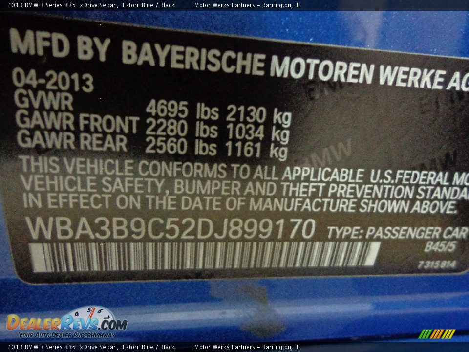 2013 BMW 3 Series 335i xDrive Sedan Estoril Blue / Black Photo #18