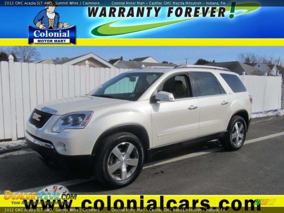 2012 GMC Acadia SLT AWD Summit White / Cashmere Photo #1