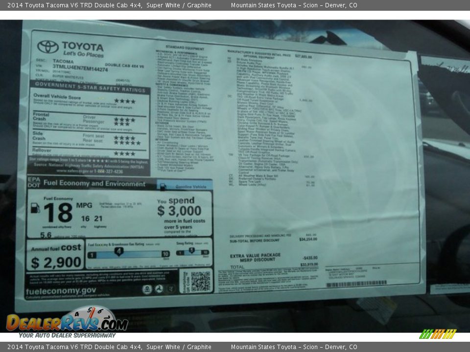 2014 Toyota Tacoma V6 TRD Double Cab 4x4 Super White / Graphite Photo #10