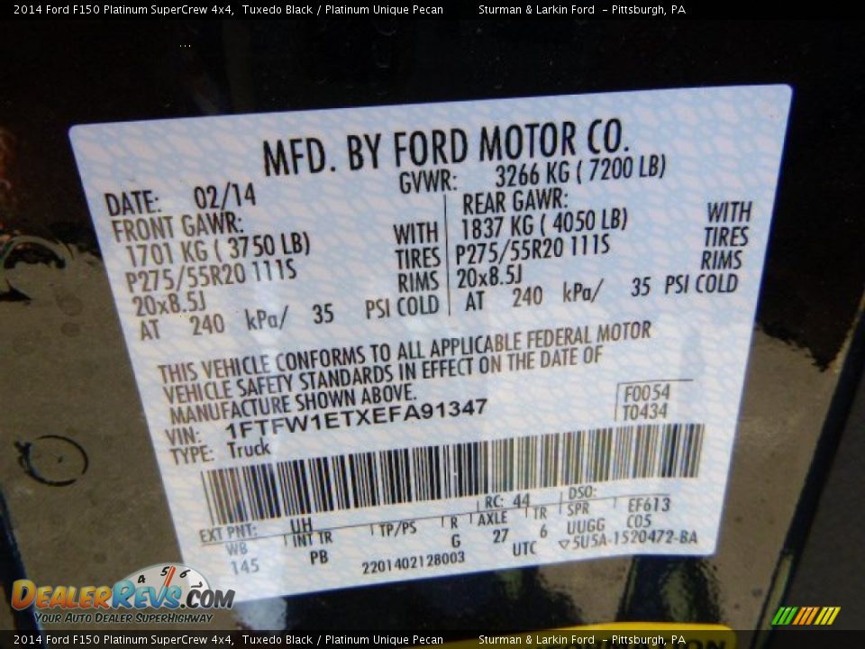 2014 Ford F150 Platinum SuperCrew 4x4 Tuxedo Black / Platinum Unique Pecan Photo #14