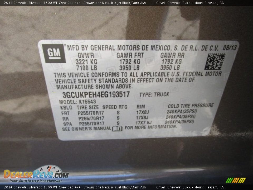 2014 Chevrolet Silverado 1500 WT Crew Cab 4x4 Brownstone Metallic / Jet Black/Dark Ash Photo #20
