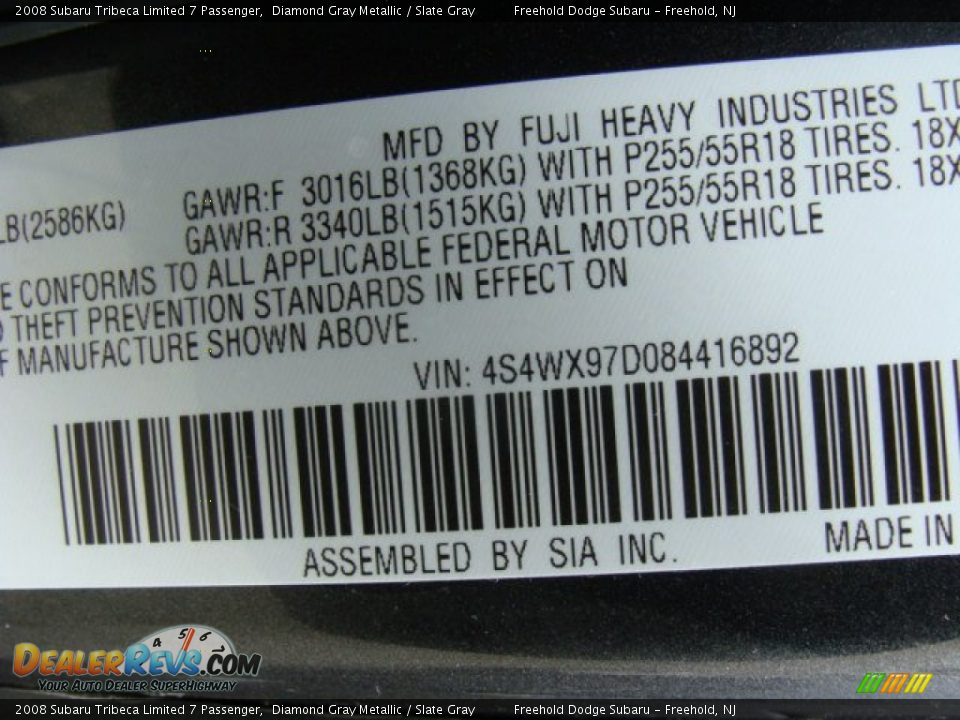 2008 Subaru Tribeca Limited 7 Passenger Diamond Gray Metallic / Slate Gray Photo #25